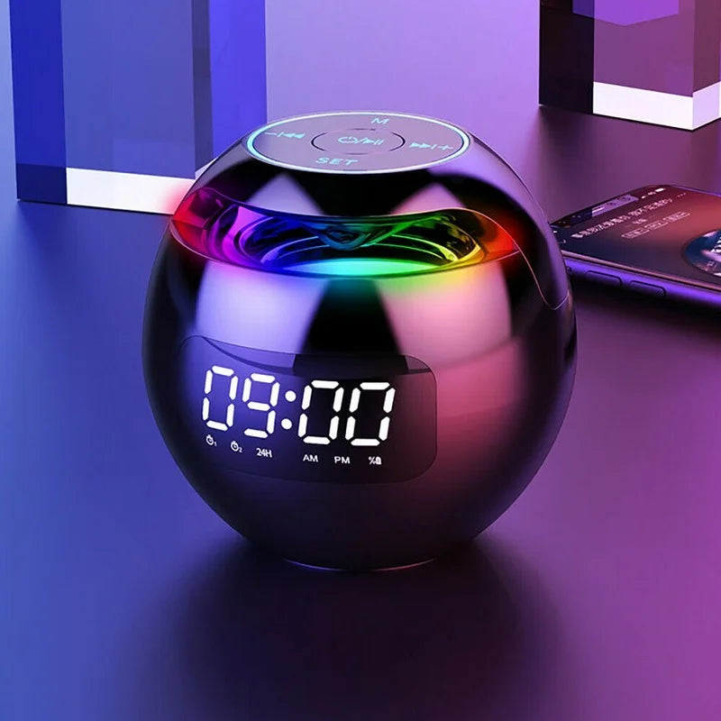 Digital LED Vækkeur med Bluetooth Højttaler &amp; farverigt Nattelys – Bevægelsessensor, Genopladelig, 5W Lyd
