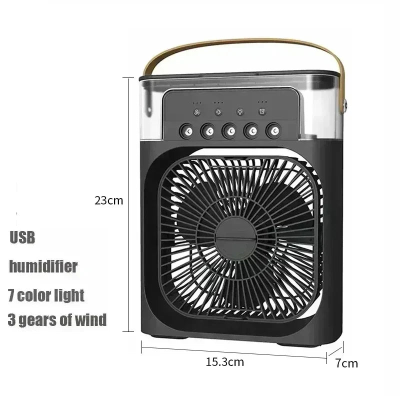 3-i-1 Mini Air Cooler Fan – Bærbar Husholdningsklimaanlæg med LED Natlys, Luftfugter og Justerbar Luft til Hjem &amp; Kontor |