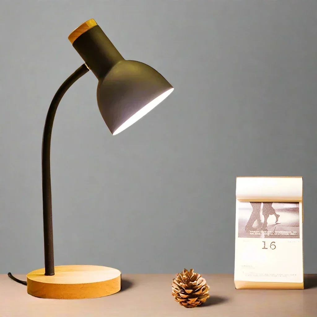 Efterårs- og Vinterbelysning | Nordisk Kreativ Trækunst Jern LED Skrivebordslampe - Moxie