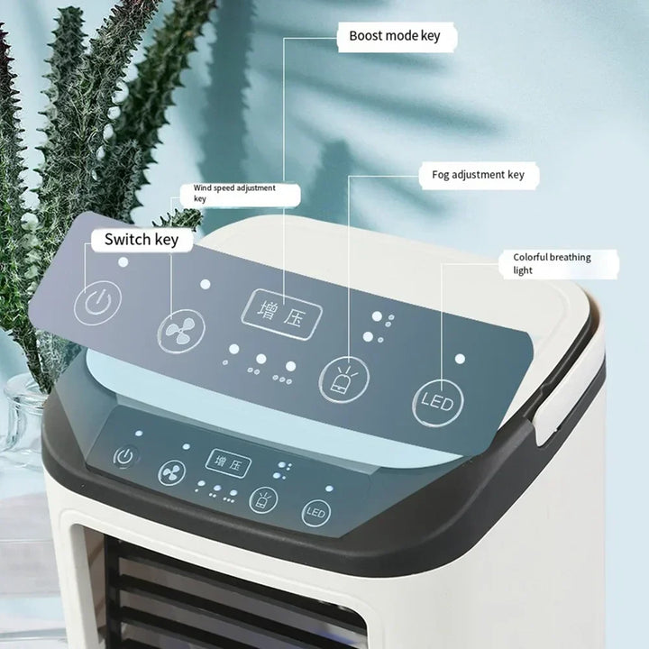 USB Bærbar Mini Aircondition Blæser – 3-Trins Desktop Køleblæser med LED Natlys, Luftkøler til Hjemmet, Kontoret og Camping |