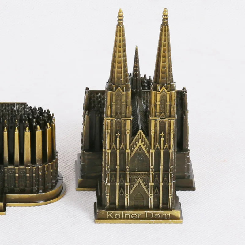 Köln Katedral Model Metal Antik Bronze Tyskland Köln Katedral Bygning Figurer Verdensberømt Landemærke Arkitektur Dekoration