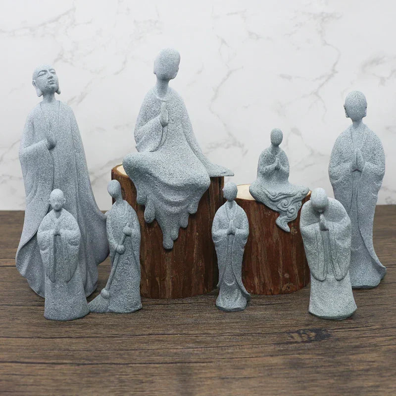 Buddha Sten Statue Lille Buddhister Tibetansk Buddhisme Figurer Zen Have Ornament Meditation Hjem Akvarium Dekoration