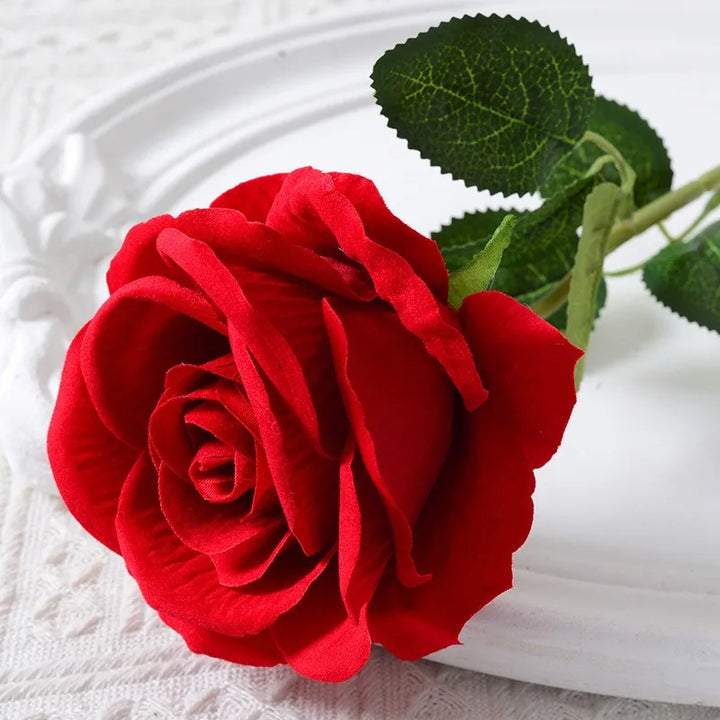20 stk. Realistisk Velvet Silke Rose Bouquet