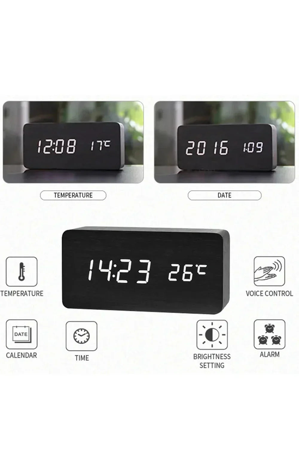 Træ LED Digital Ur