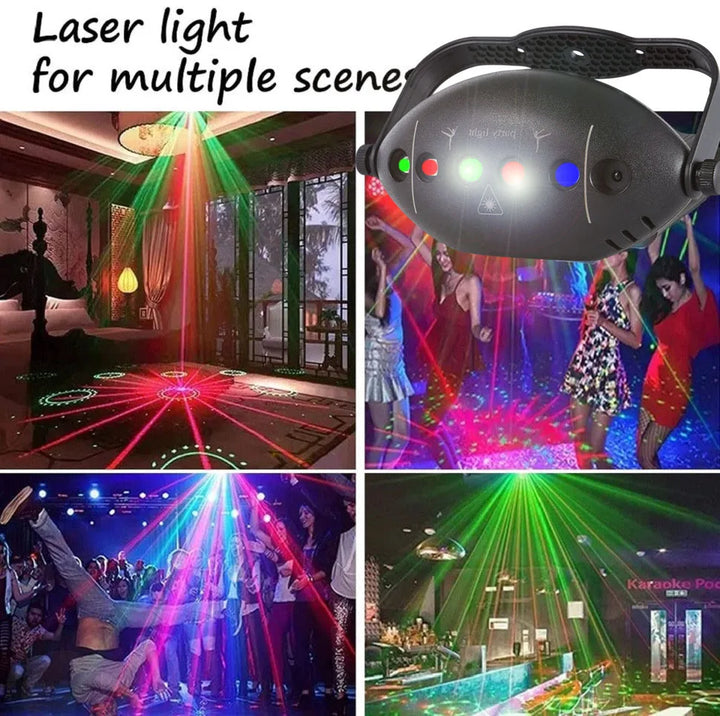RGB Disco Lys Scene DJ Fest Laser Projektor - Strobe Club Hjem Ferie Dekorationslampe til Feststemning