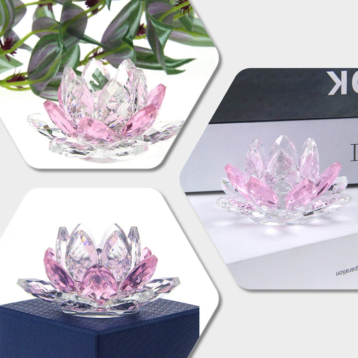 Krystal Lotus Blomst Håndlavet Glas Papirvægt Hjem Deko Ornamenter Figurer Hjem Bryllup Fest Dekoration Gaver Souvenir
