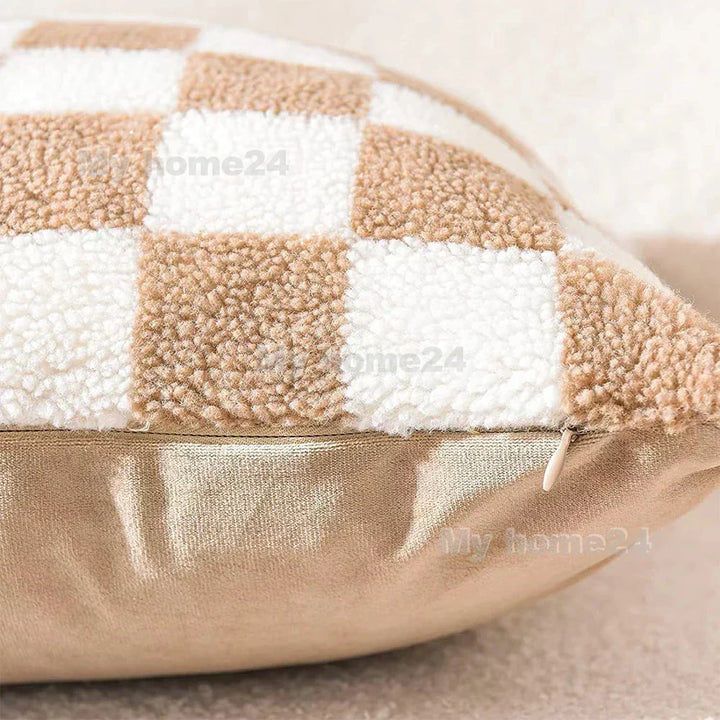 Checkerboard Faux Fur Pillowcase