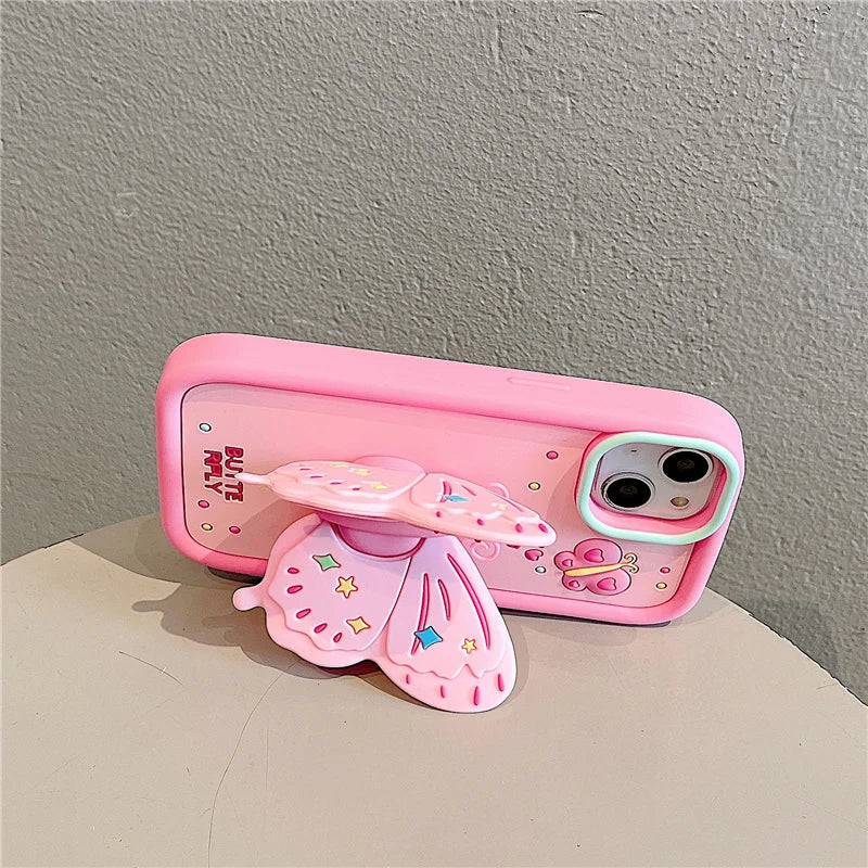 Skøn 3D Foldet Sommerfugl Stødabsorberende iPhone Cover
