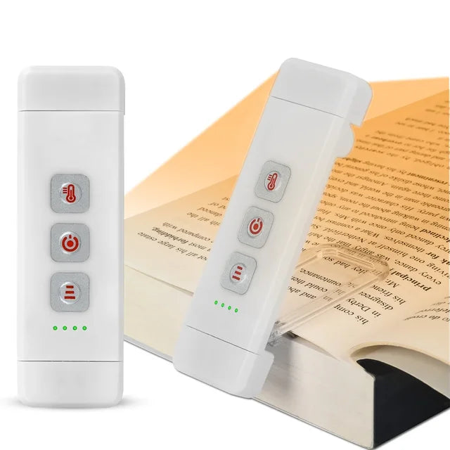Clip-on boglys, USB genopladeligt læselys med timer, bærbart LED bogmærke lys til natbord og skrivebord
