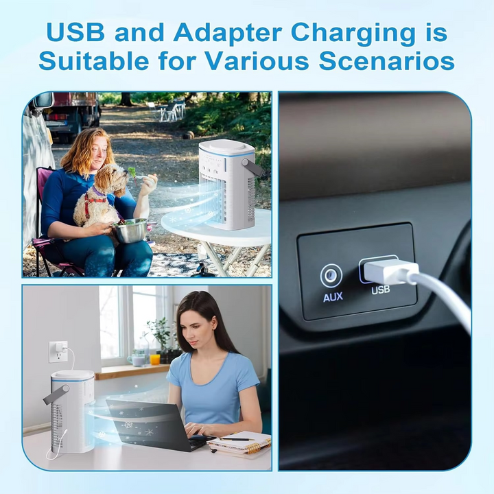 Kompakt 3-hastigheds Luftkøler med Fjernbetjening, Timer, Nattelys og Tågefunktioner