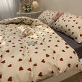 CozyLove | Twin, Full & Queen Dyne Betræk Sæt – Blødt Koreansk-inspireret Sengetøj med Hjerte Design