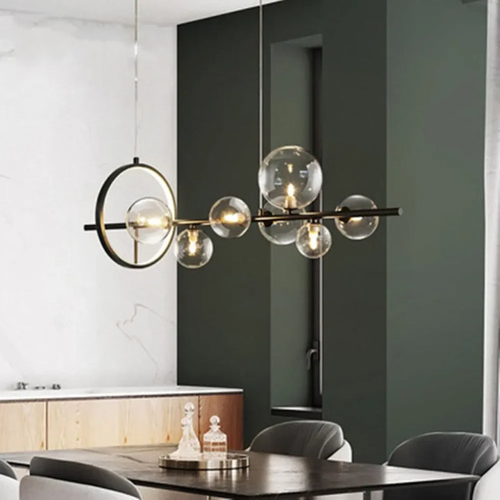 Moderne Kreativ Metal Kranse Belysning: 7/10 Klare Glasbobler, Lang Rund Design med G9 Lyskilde