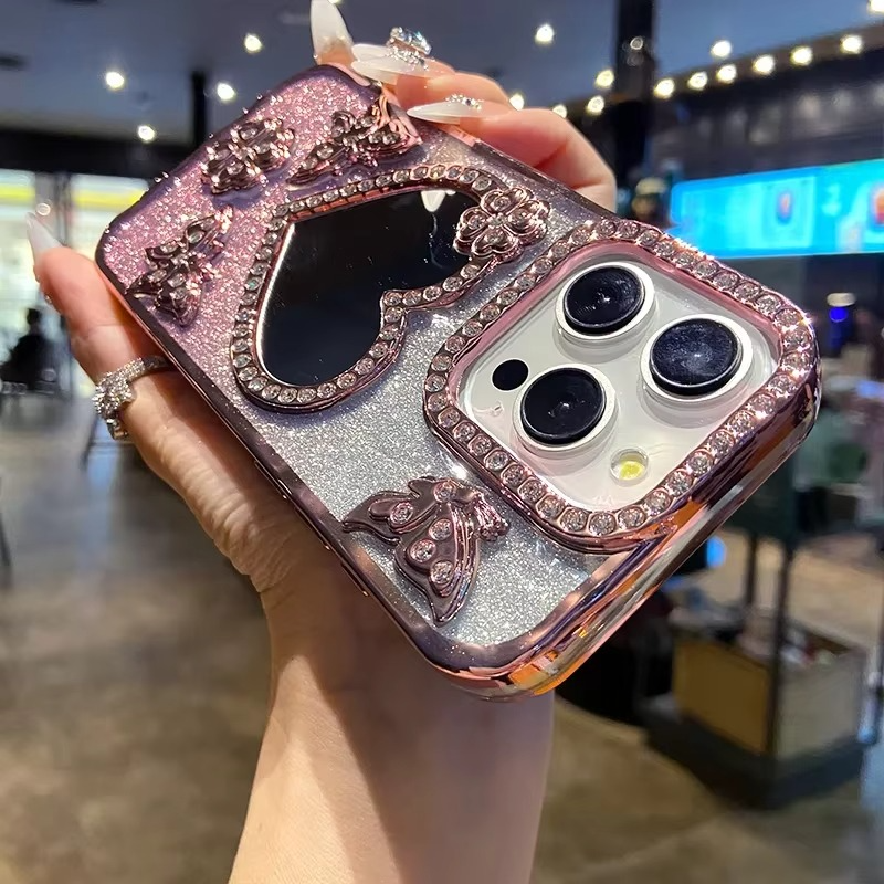 Butterfly Glitter Diamond Spejl Etui til iPhone