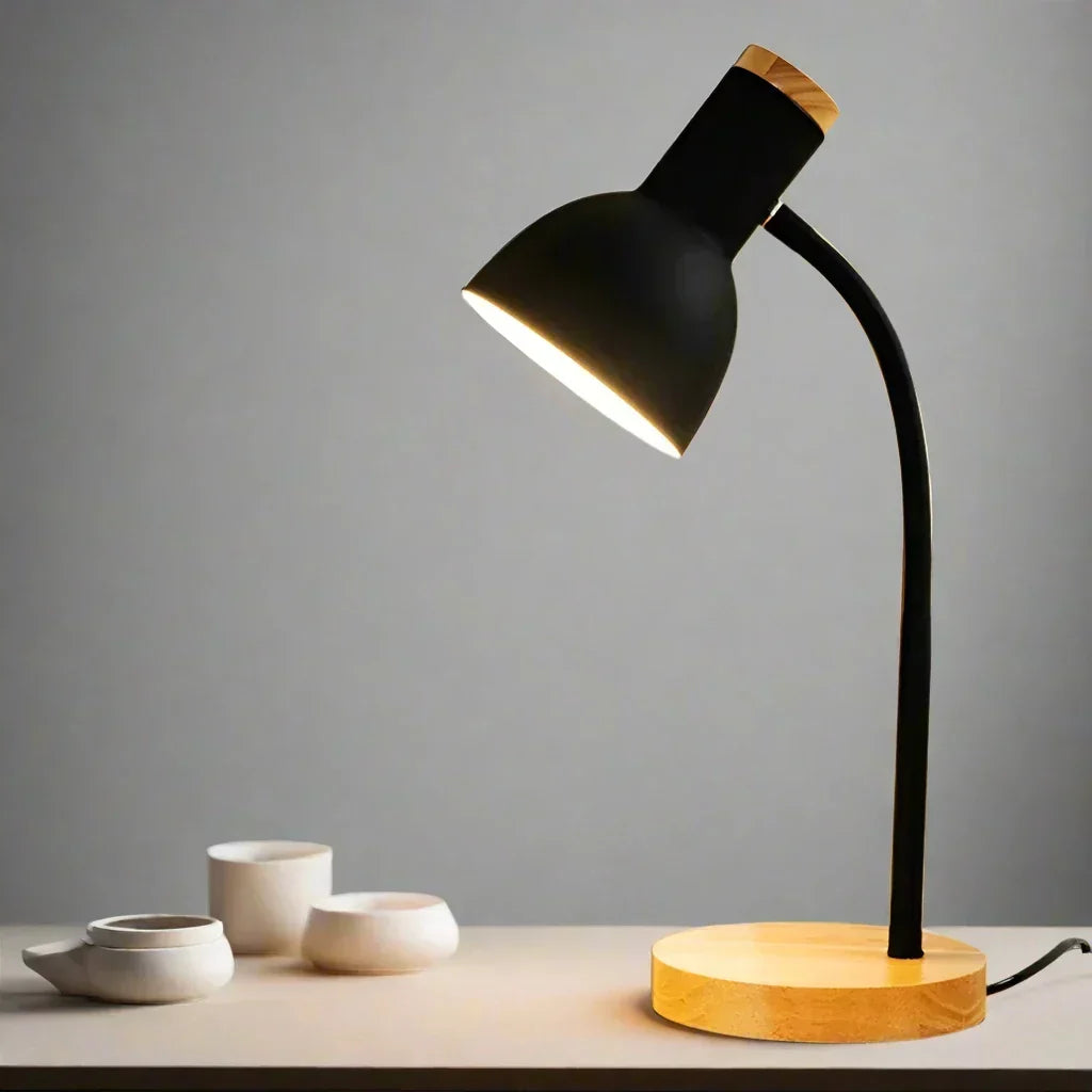 Efterårs- og Vinterbelysning | Nordisk Kreativ Trækunst Jern LED Skrivebordslampe - Moxie