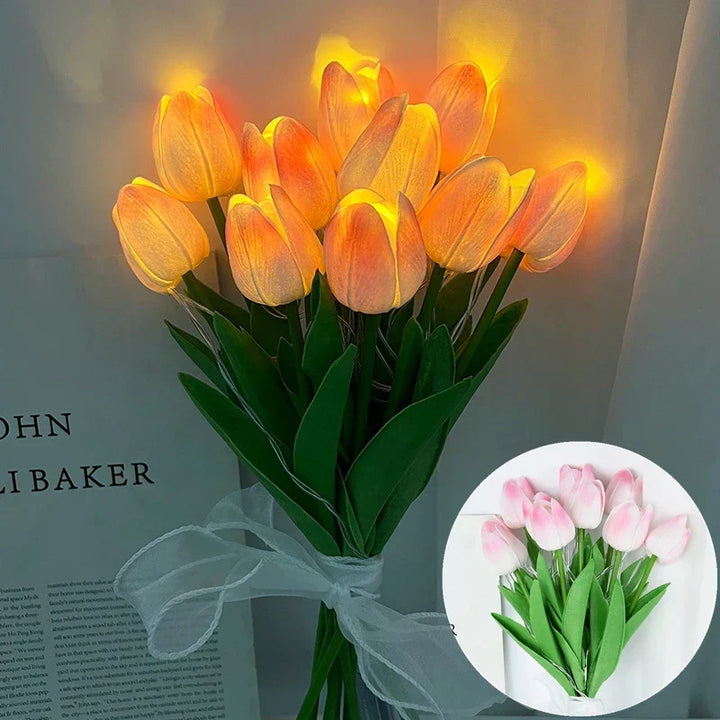 LED-lampe med kunstig tulipanbukket, perfekt til gaver eller som dekorationer til bryllupsfester