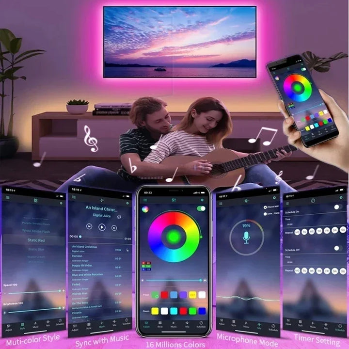 USB RGB LED Strip Lys med App Kontrol til Rum &amp; TV Baggrundsbelysning Dekor