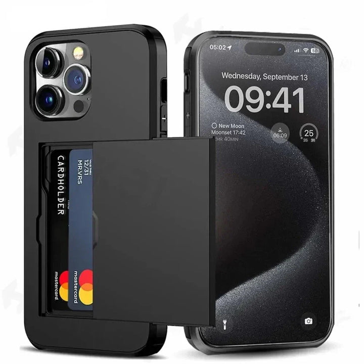 LuxShield iPhone Cover med Kort Holder | Slankt Design | Kortopbevaring | Beskyttelse &amp; Stil