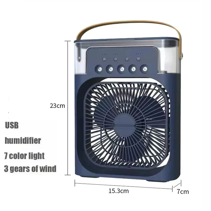 3-i-1 Mini Air Cooler Fan – Bærbar Husholdningsklimaanlæg med LED Natlys, Luftfugter og Justerbar Luft til Hjem &amp; Kontor |