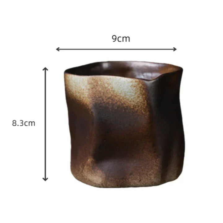 Uregelmæssigt snoet formet krus 9,47 ounce/280 ml keramisk kaffe te krus uden håndtag polykromatisk kreativ keramiske krus kaffe krus retro