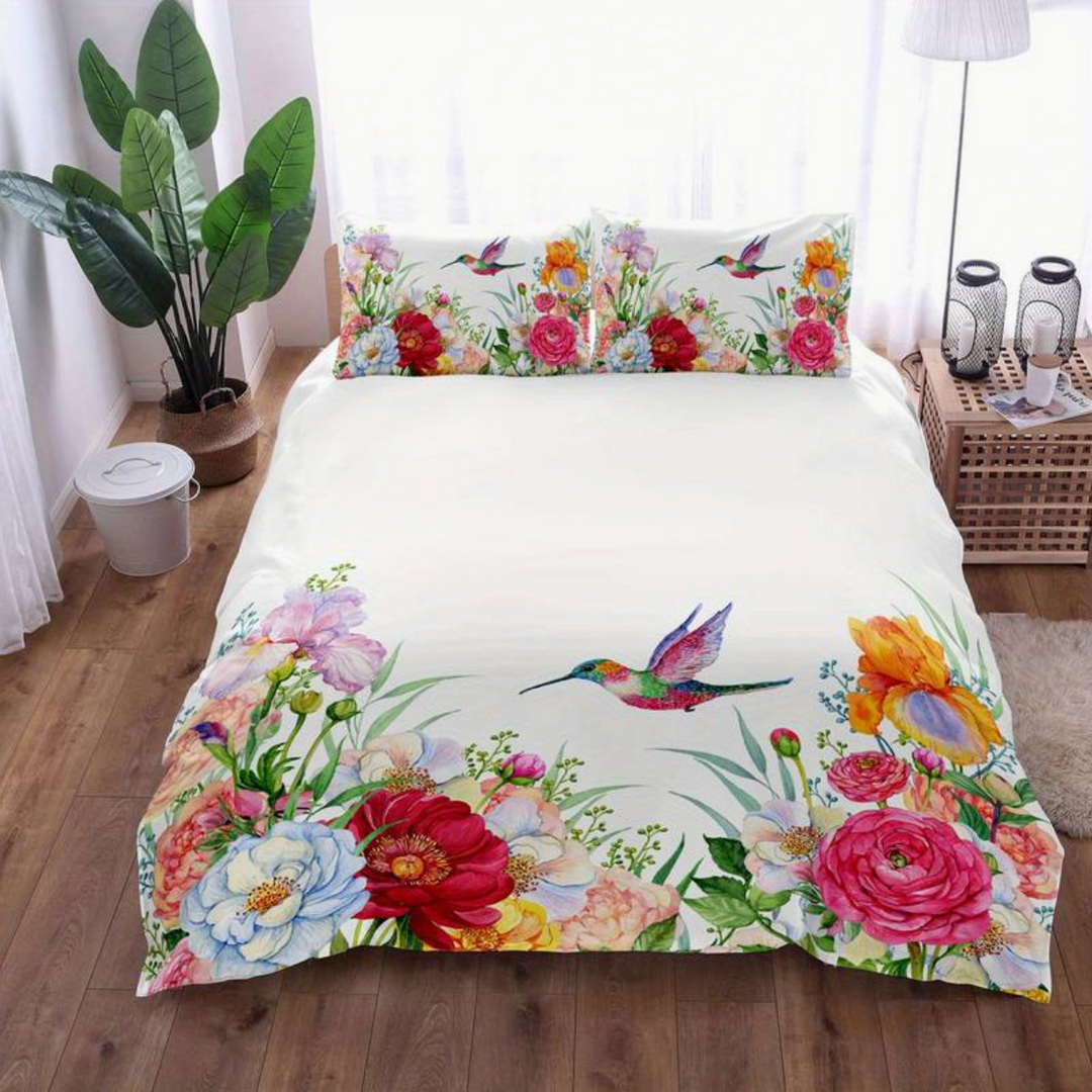 Farverige Flowers Aura Duvet med Pudebetræk