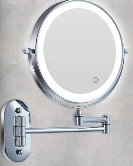 Sort LED Genopladeligt Makeup Spejl – 3-farvet Lys