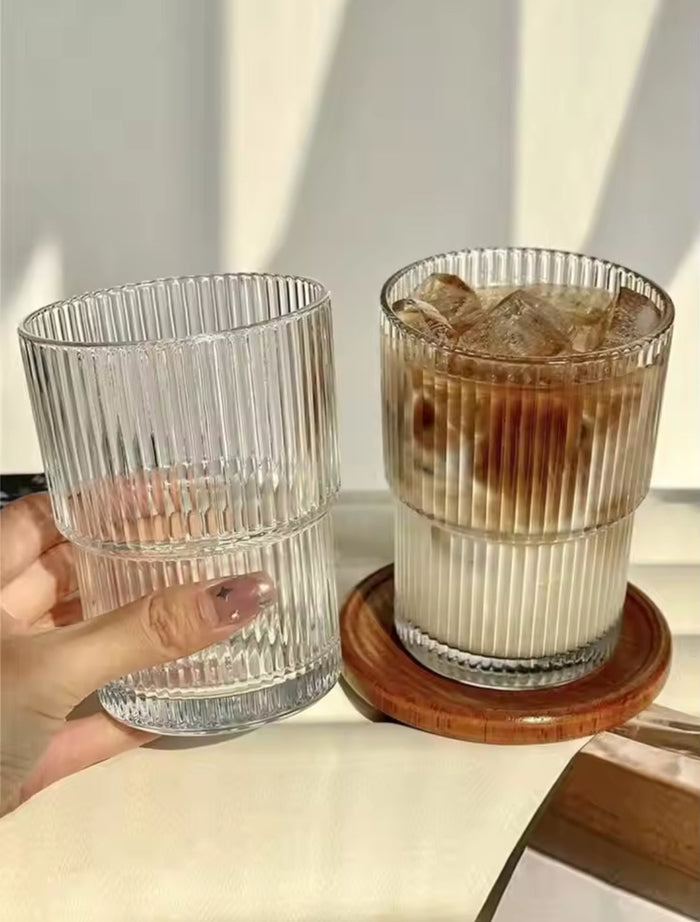 6 stk ribbede glas