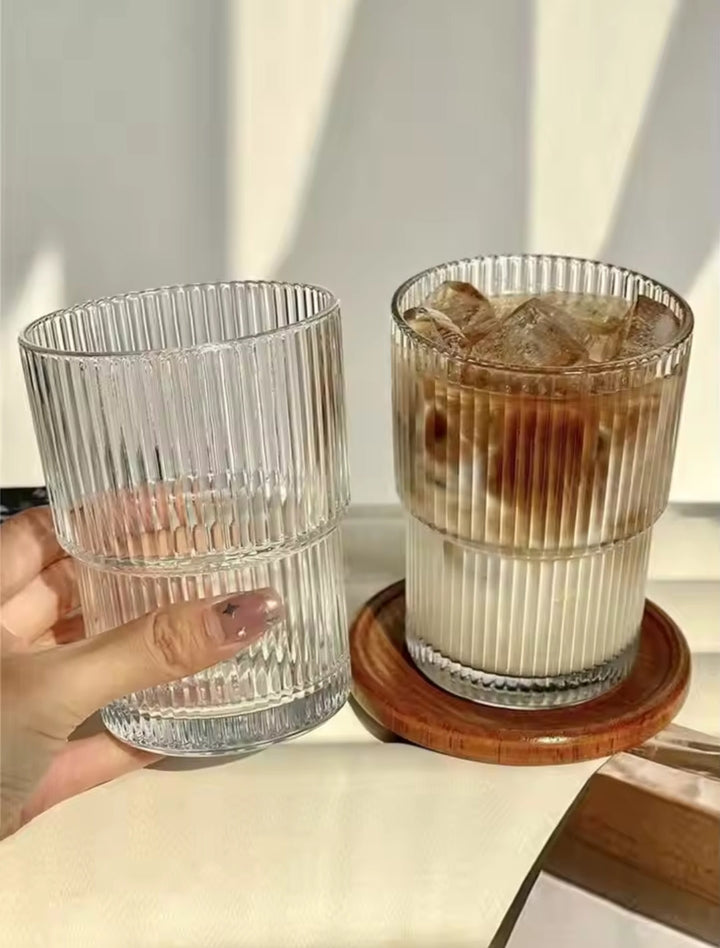 6 stk ribbede glas