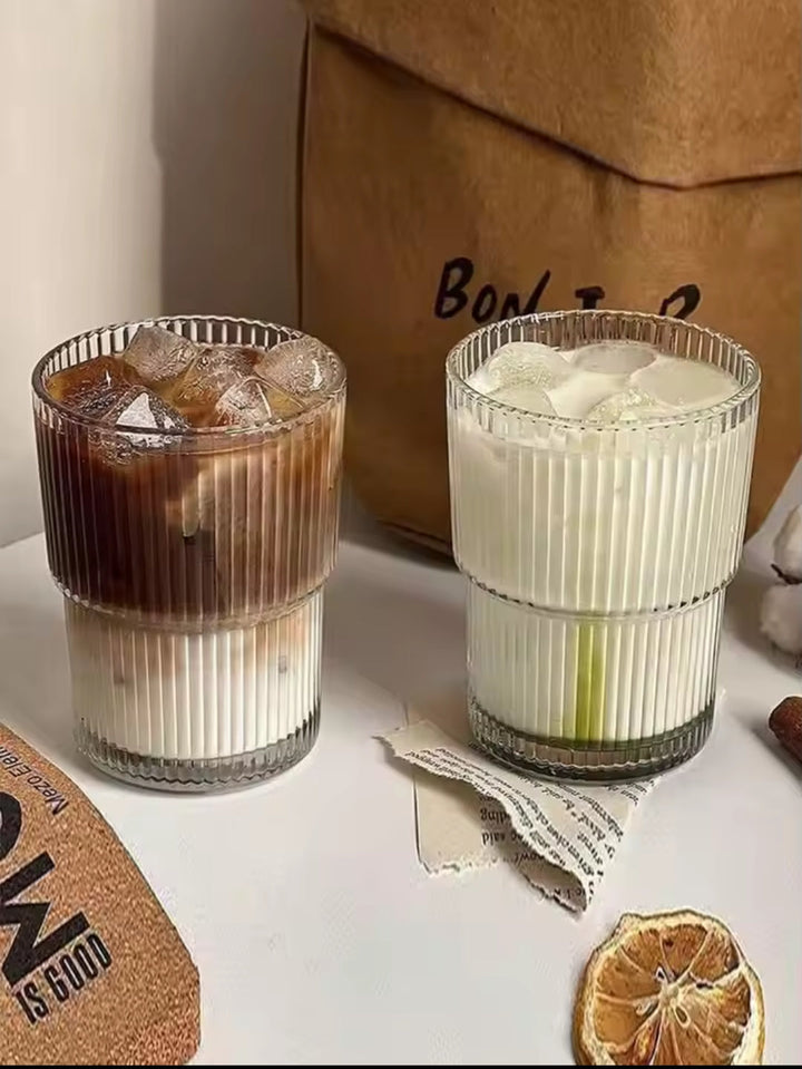 6 stk ribbede glas