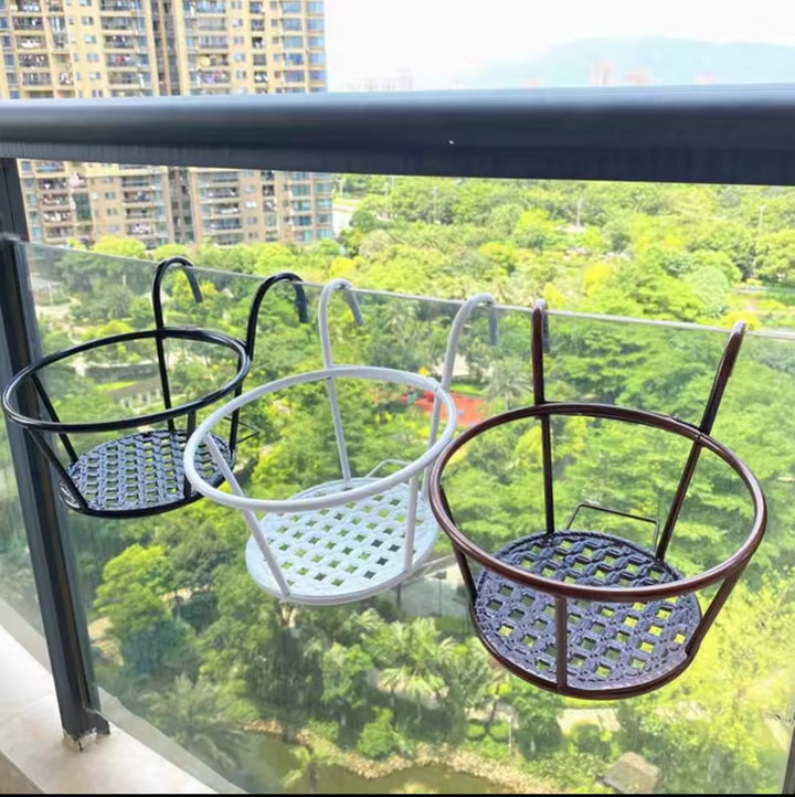 3Pc Over Balkon Blomsterkrukke Holder Sort Nov