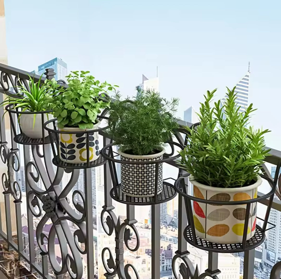3Pc Over Balkon Blomsterkrukke Holder Sort Nov