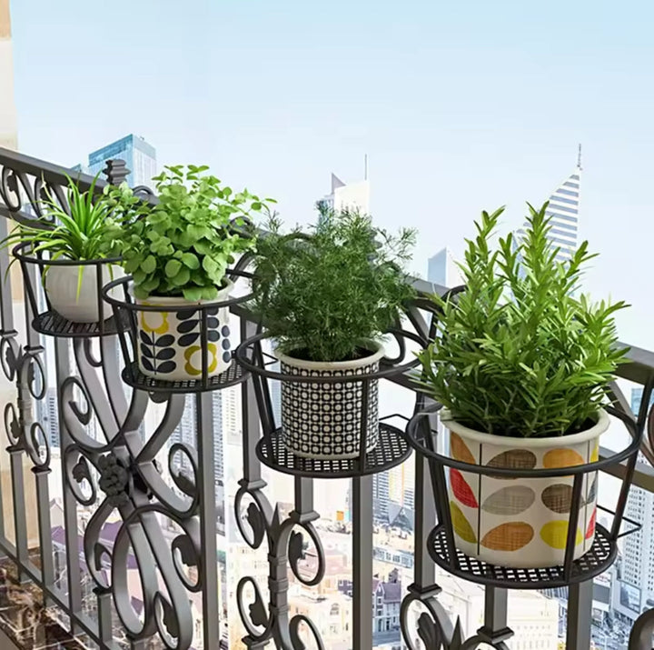 3Pc Over Balkon Blomsterkrukke Holder Sort Nov