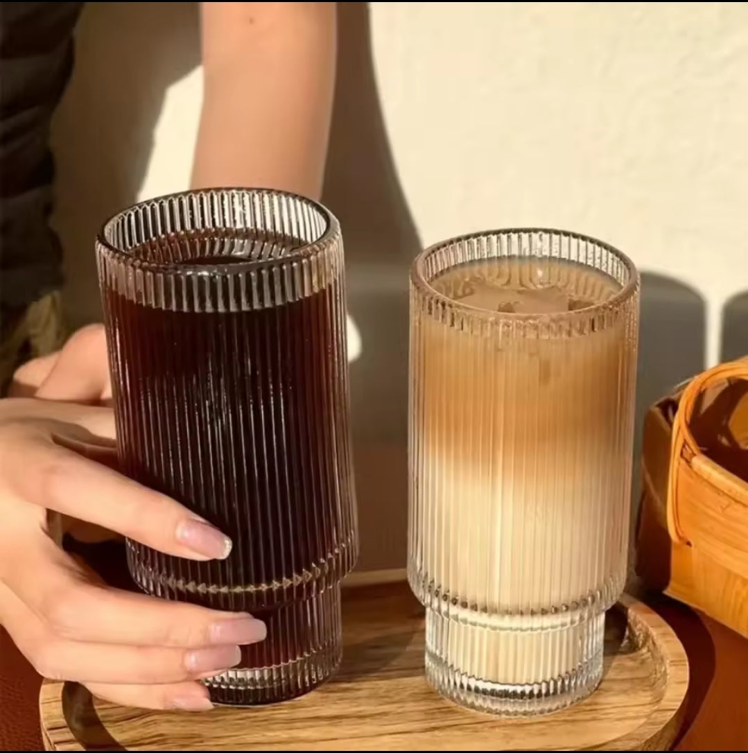 6 stk ribbede glas sorte