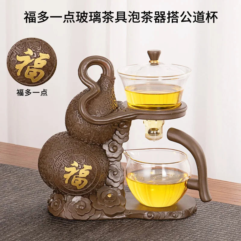 Kung Fu Teapot Husstands Magnetisk Uddragning Semi-Automatisk Doven Te Forberedelsesværktøj Glas Te Sæt