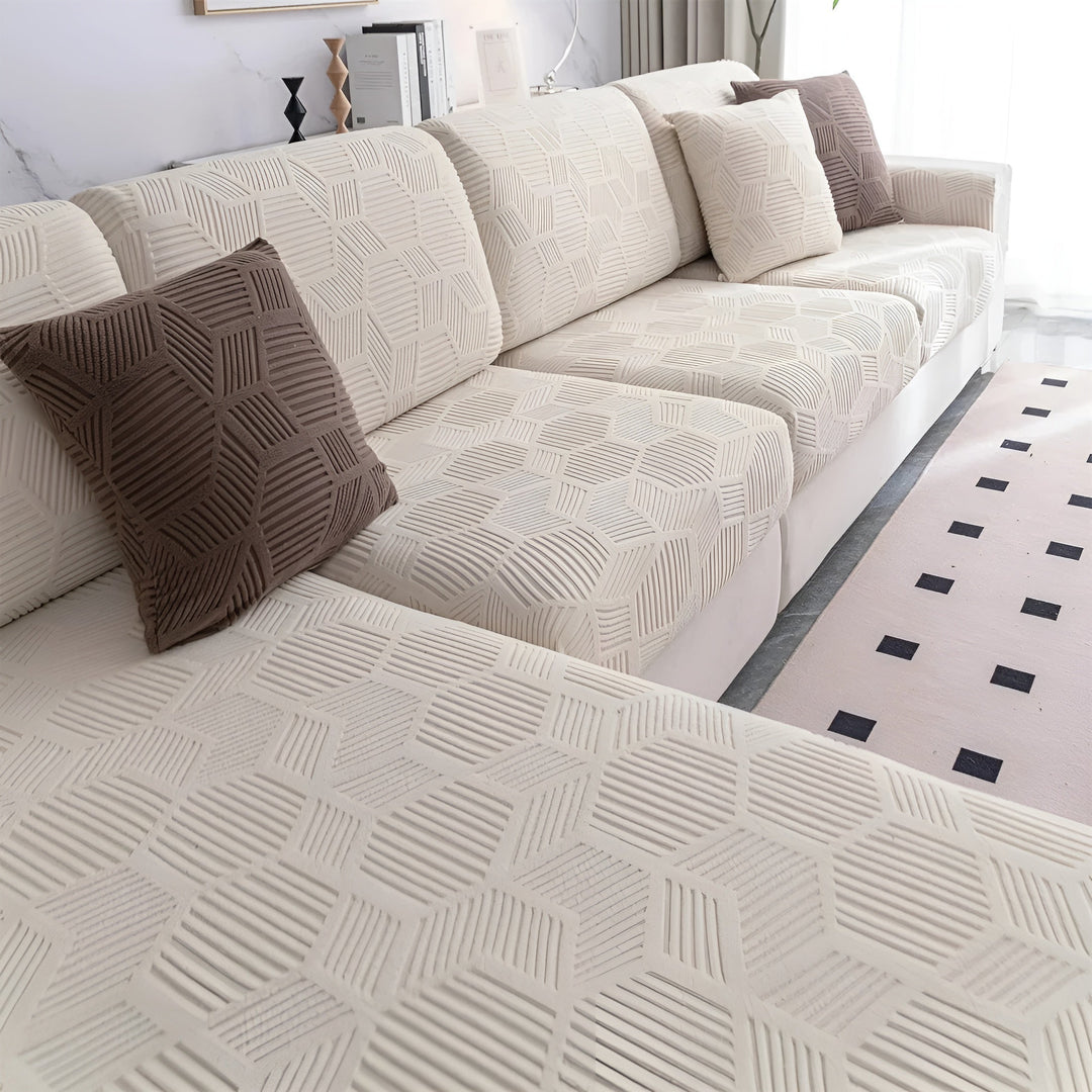 Jacquard Sofa Betræk med Geometrisk Mønster – Blødt &amp; Kæledyrsvenligt | Perfekt til Beskyttelse og Hygge i Boligen |
