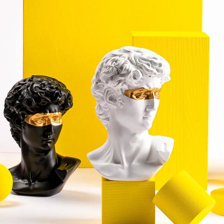Statuer til dekoration, 15 cm, David, sofabord, hjemmedekoration, ornamenter, byste af et rum lavet af gips, hvid harpiks, dekorativ kunstskulptur