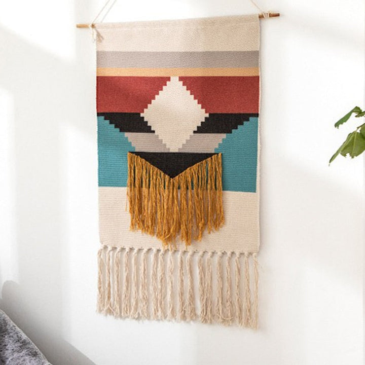 Bohemsk Væg Tapestry, Makrame Vægophæng, Hjem Deko, Bomulds Linned Frynse, Håndlavet, Vævet, Geometrisk Lærred Kunst, Baggrund Væg Tapestries
