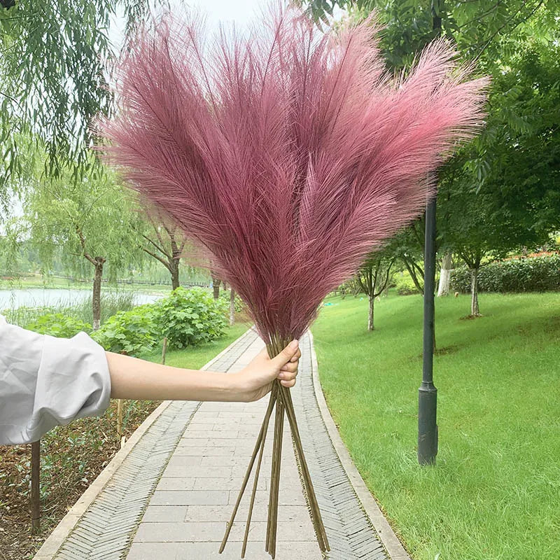 5 stk 100 cm Kunstig Pampas Græs Tørret Blomster Bouquet Bryllup Fest Dekoration Hjem Rum DIY Kunstige Planter Dekorationsmaterialer