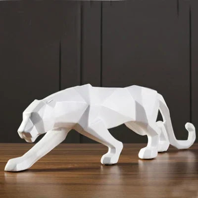 Panther Statue, Dyrefigur, Abstrakt Geometrisk Stil, Harpiks, Leopard Skulptur, Hjemmekontor, Skrivebordsdekoration, Håndværk