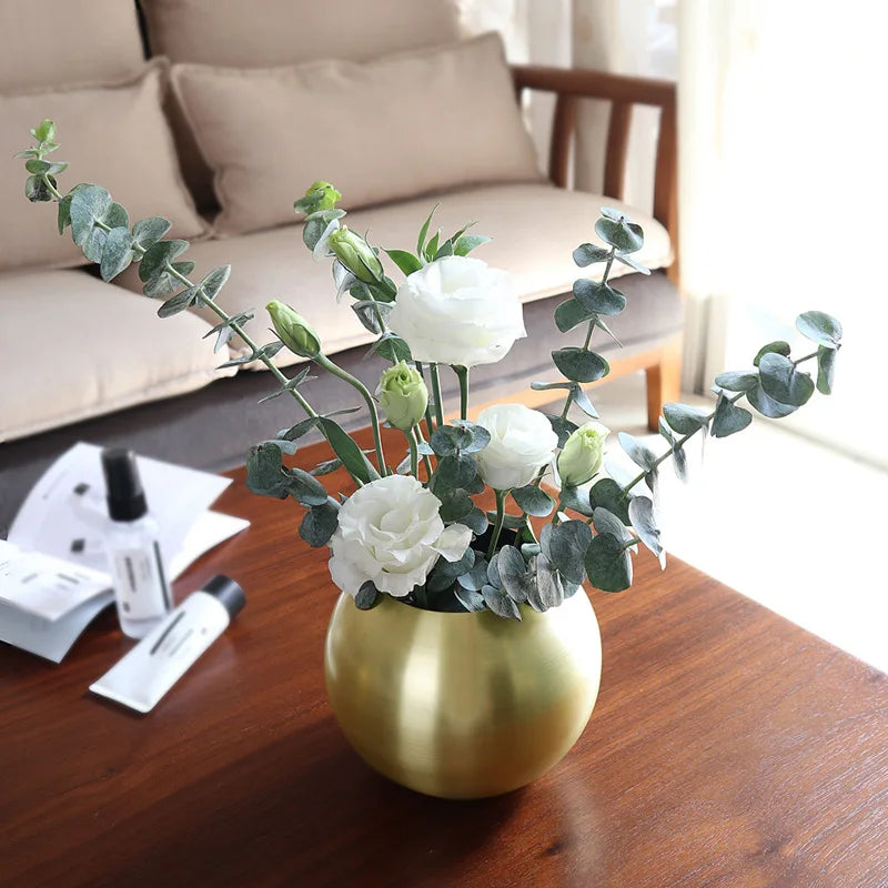 Stål Vase i Nordisk Stil Desktop Blomsterpotte BeFlower Pots Guld Sort Roséguld Klassisk Hjem Deko