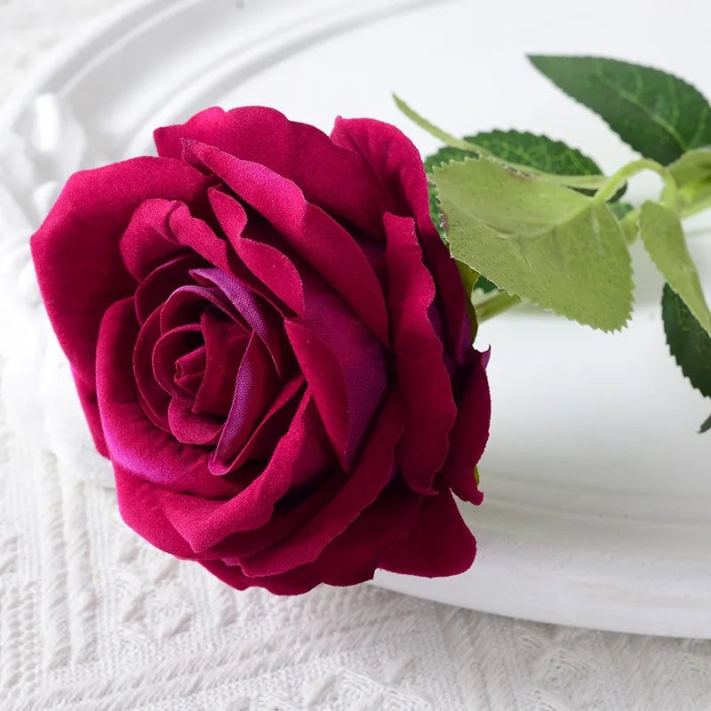 20 stk. Realistisk Velvet Silke Rose Bouquet