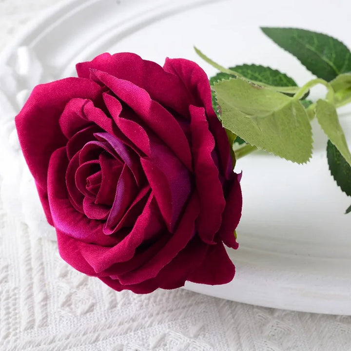 20 stk. Realistisk Velvet Silke Rose Bouquet