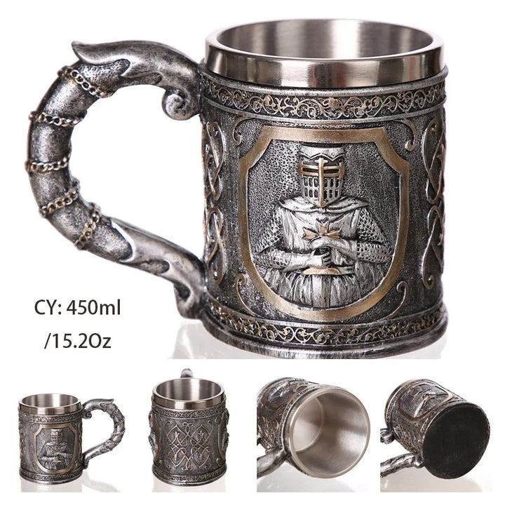 Middelalderlig Drage Harpiks Rustfrit Stål Krus som Kaffe Krus eller Te Krus