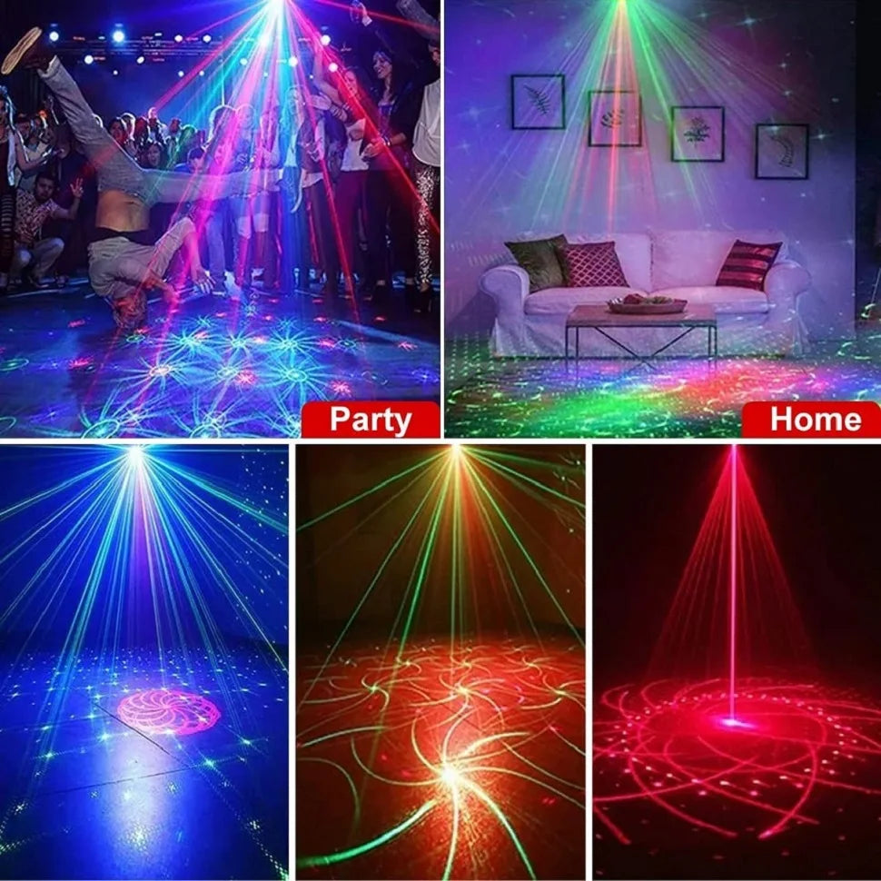 RGB Disco Lys Scene DJ Fest Laser Projektor - Strobe Club Hjem Ferie Dekorationslampe til Feststemning