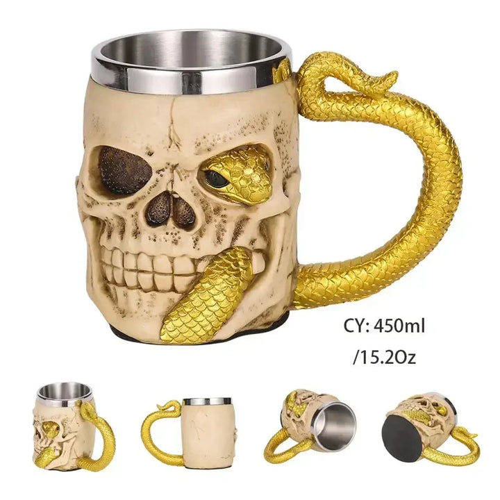 Middelalderlig Drage Harpiks Rustfrit Stål Krus som Kaffe Krus eller Te Krus
