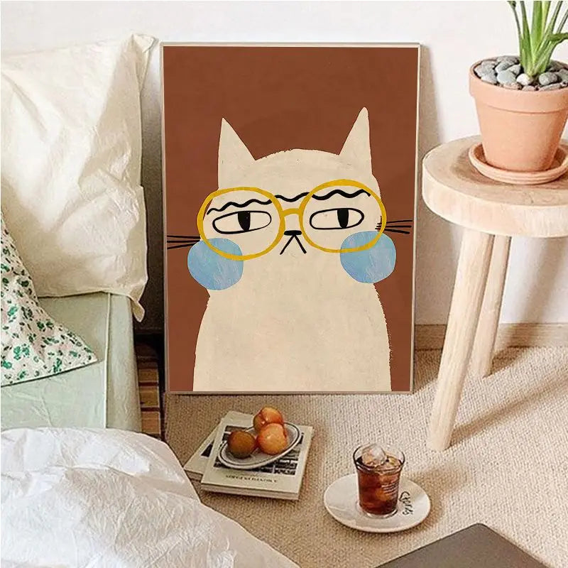 Vintage Tegneserie Lærred Kunst