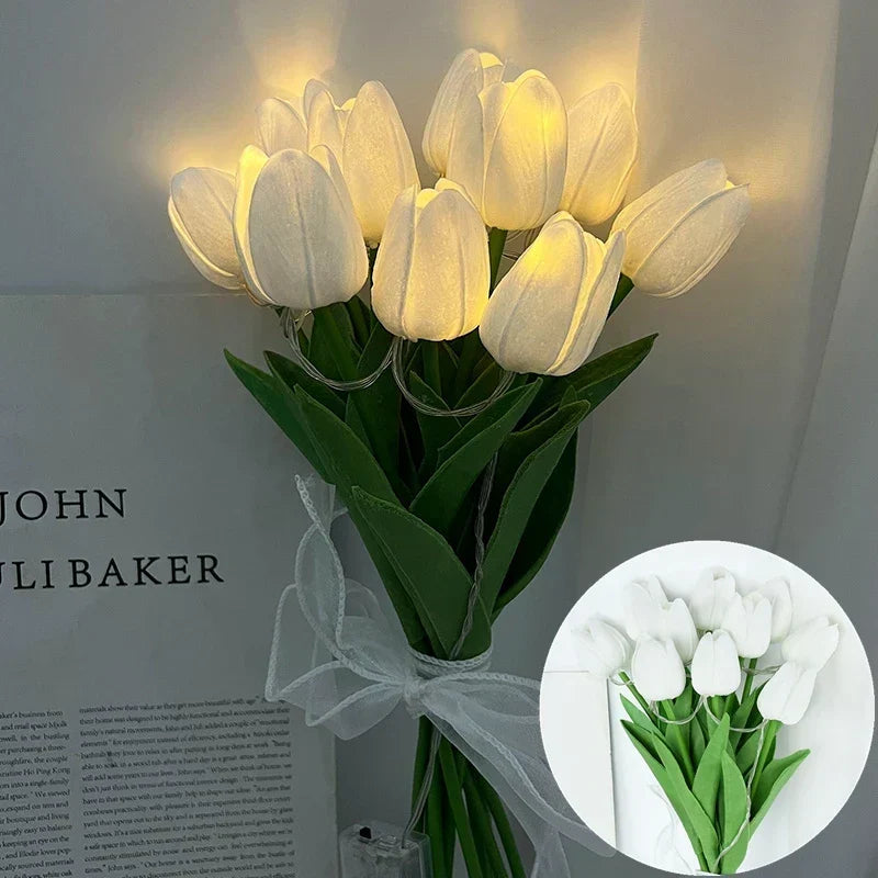 LED-lampe med kunstig tulipanbukket, perfekt til gaver eller som dekorationer til bryllupsfester