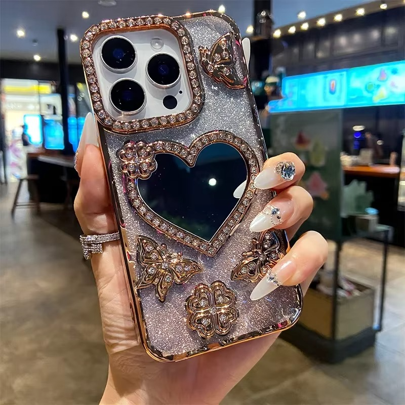 Butterfly Glitter Diamond Spejl Etui til iPhone