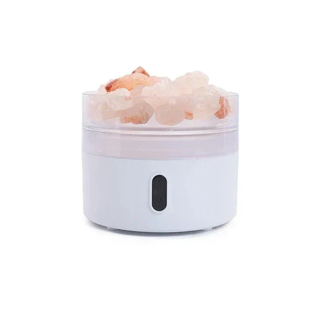 Saltlampe Diffuser - USB Ultrasonisk Æterisk Oliediffuser med Himalayasaltkrystaller &amp; Nattelys