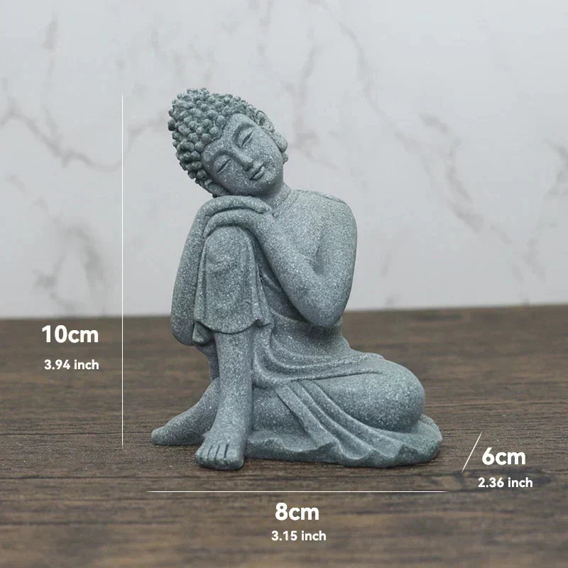 Buddha Sten Statue Lille Buddhister Tibetansk Buddhisme Figurer Zen Have Ornament Meditation Hjem Akvarium Dekoration