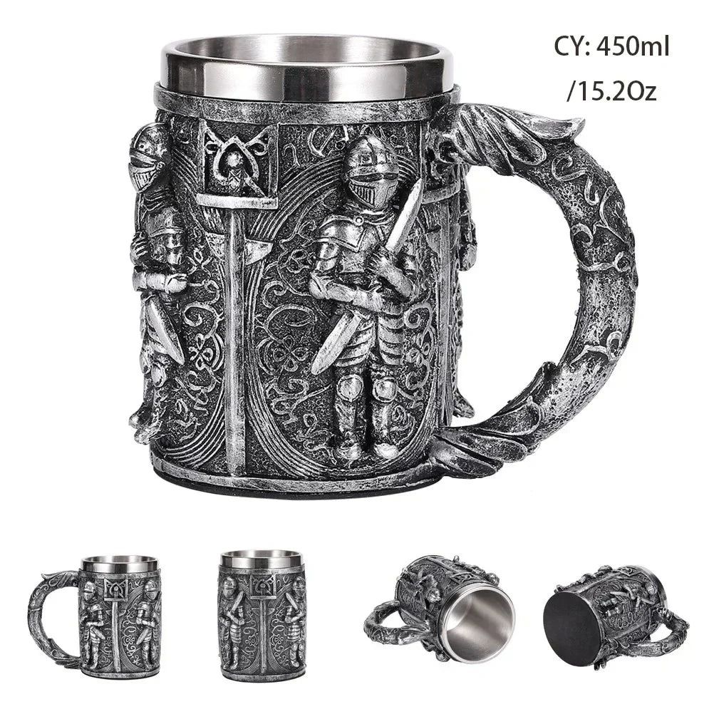 Middelalderlig Drage Harpiks Rustfrit Stål Krus som Kaffe Krus eller Te Krus